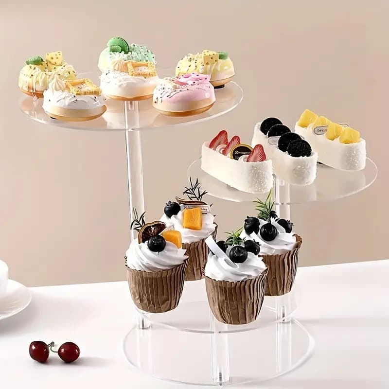 Acrylic Transparent 3 Layer Cake Stand round Multi-layer Dessert Table Display Stand Birthday Wedding Party Placement Rack