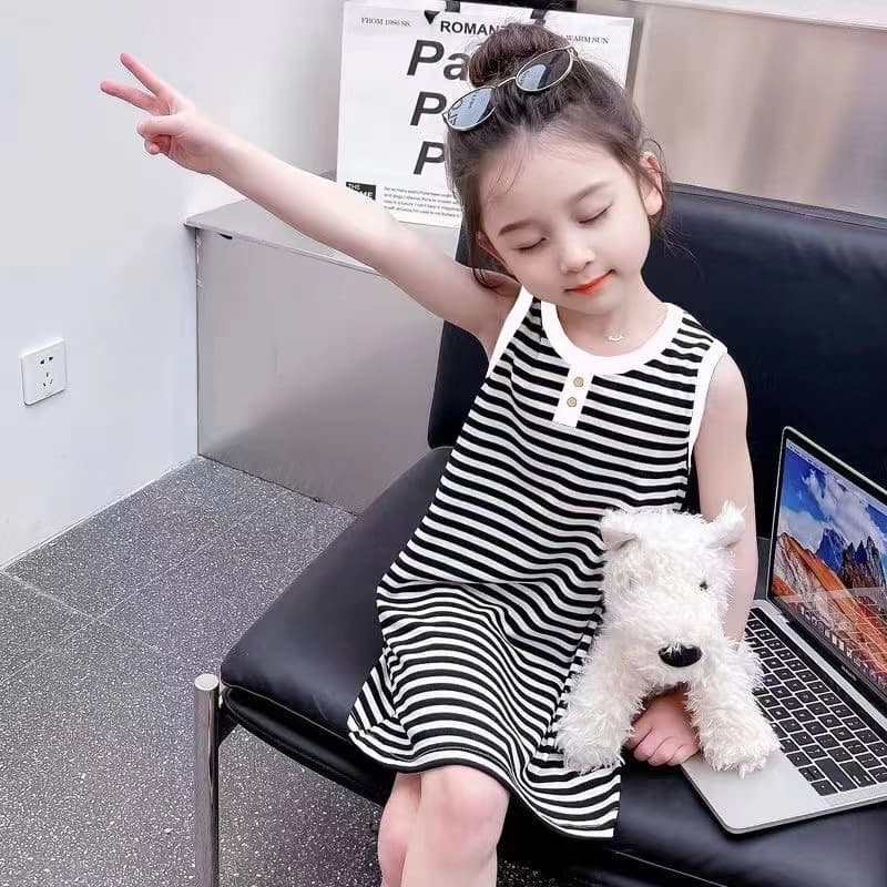 Girls Summer Dress 2025 Spring Trendy Children Long Skirt Summer T-Shirt Dress Fashionable Girl Dress