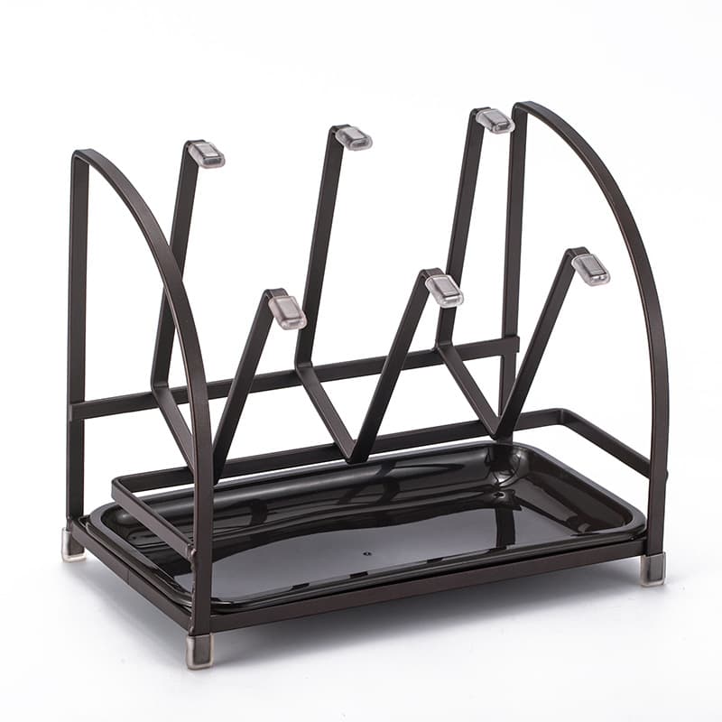 Factory direct supply of ready-made square steel six-cup cup rack, drain rack, household upside-down storage glass cup rack, desktop storage