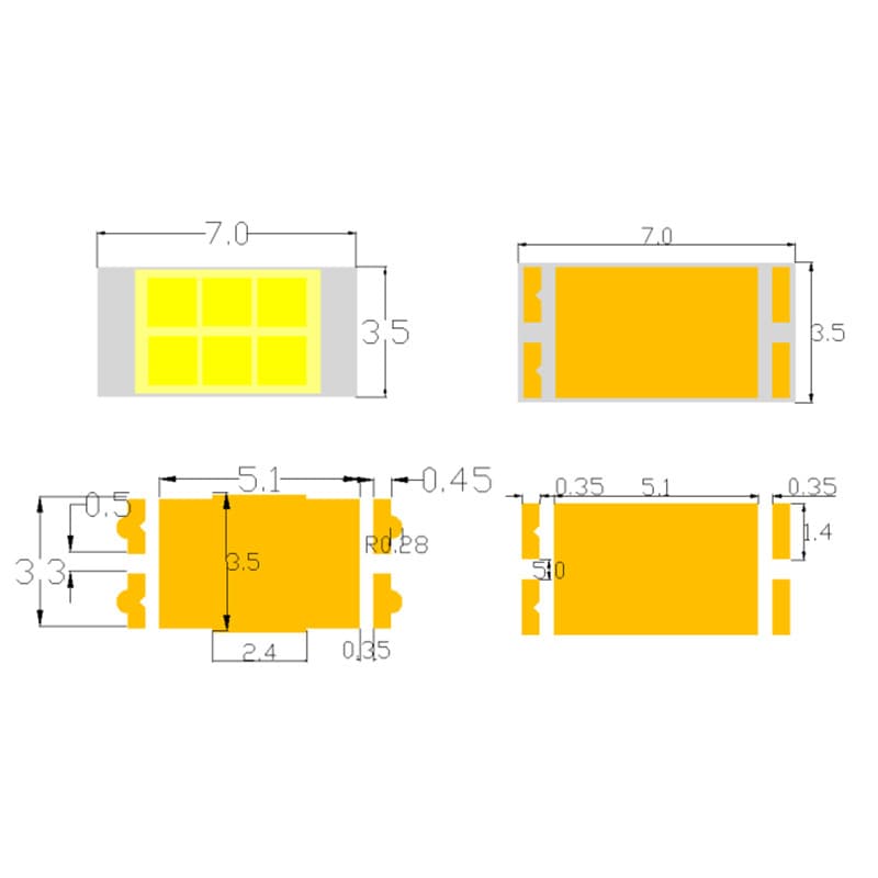 Huaxin Optoelectronics Factory Direct Supply 3570 Ceramic LED Bead 5W/13W/18W/24W High-Efficiency Car Light Motorcycle Light