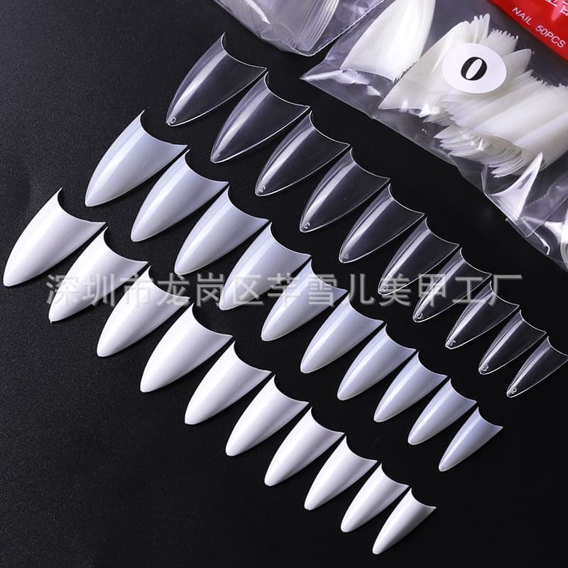 Cross-border nail sharp nail red Korean standard pointed nail natural color white bright color optional nail wholesale