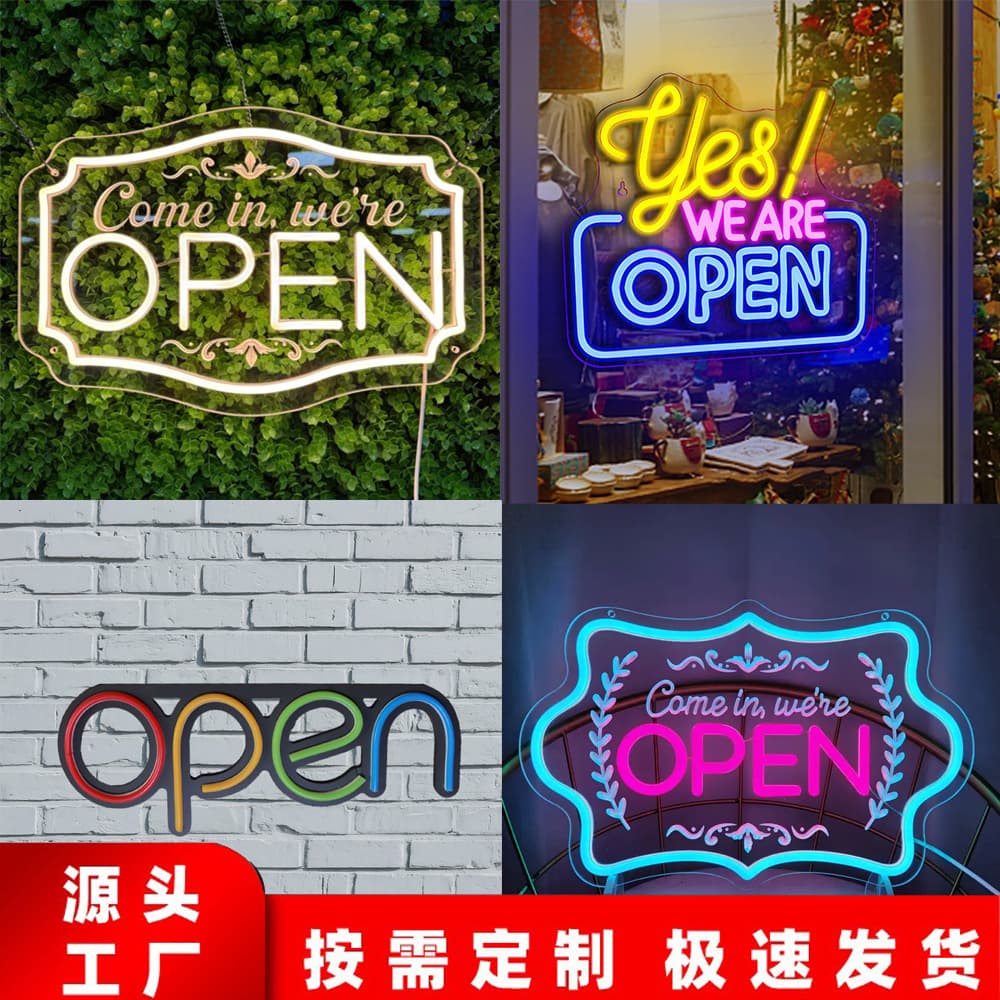 Open Neon Light Super Bright Business Store Opening LED Billboard Embossed Neon Light Sign