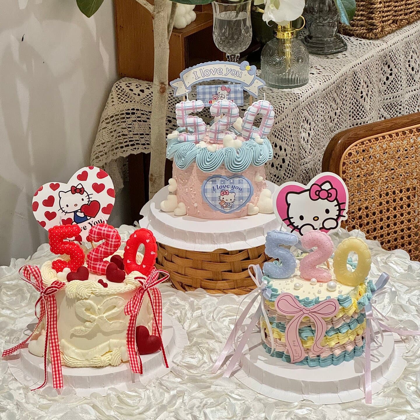 520 Valentine's Day Cake Decoration KT Cat Heart Card Insert Couple Confession Dessert Table Decor Insert