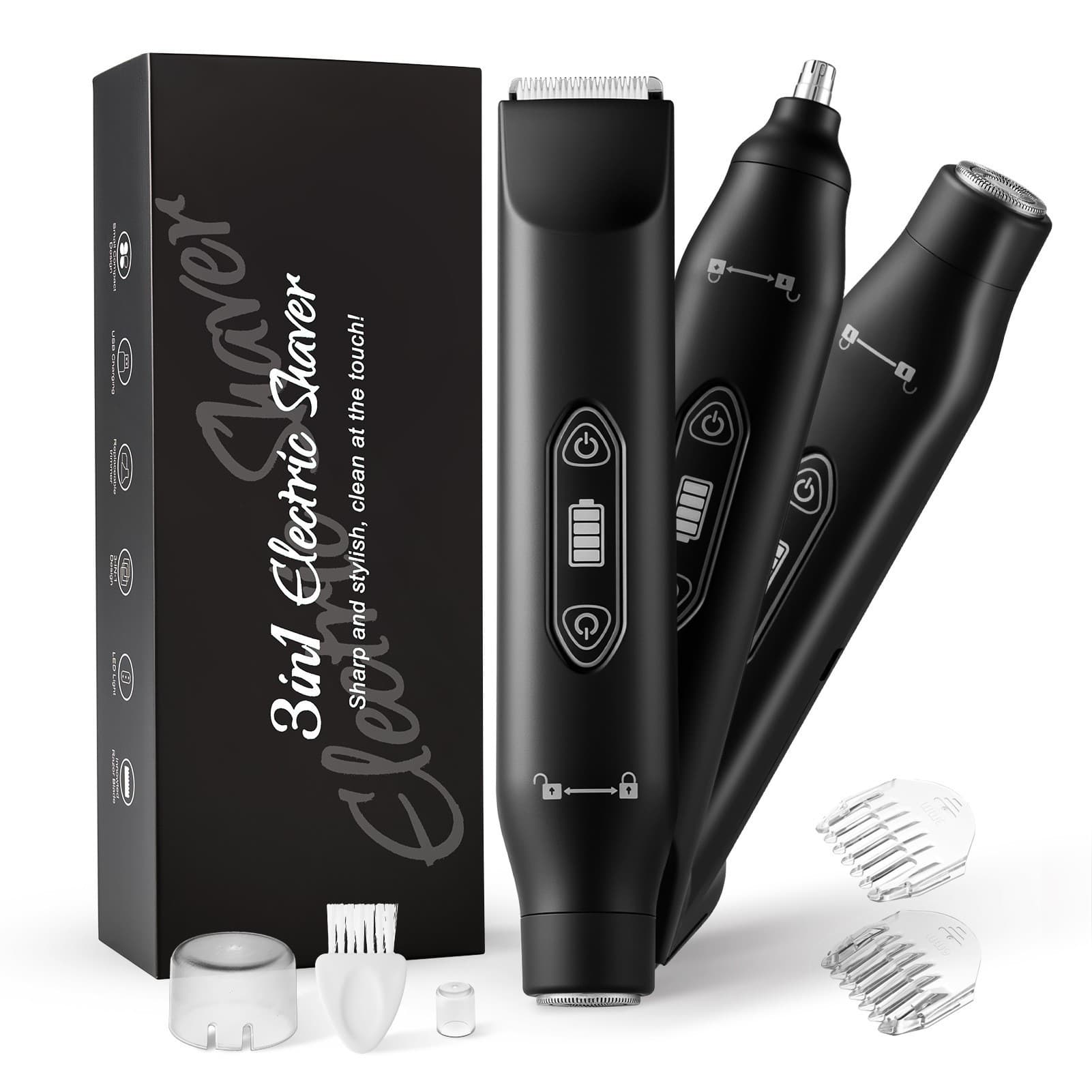 Cross-border Electric Shaver 3-in-1 Hair Clipper, Nose Hair and Underarm Hair Trimmer, Men's and Women's Private Area Hair Removal Device