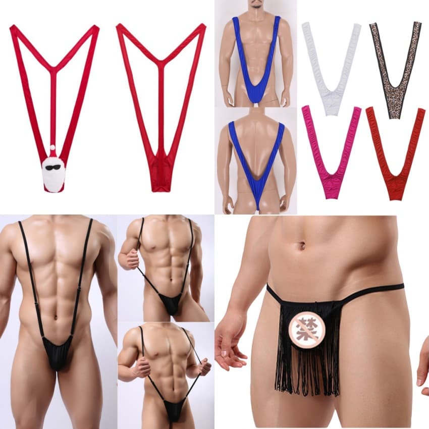 AliExpress Amazon Men Multi-Color Sexy Products Sheer Underwear Bodysuit V-Shape Penis Thong