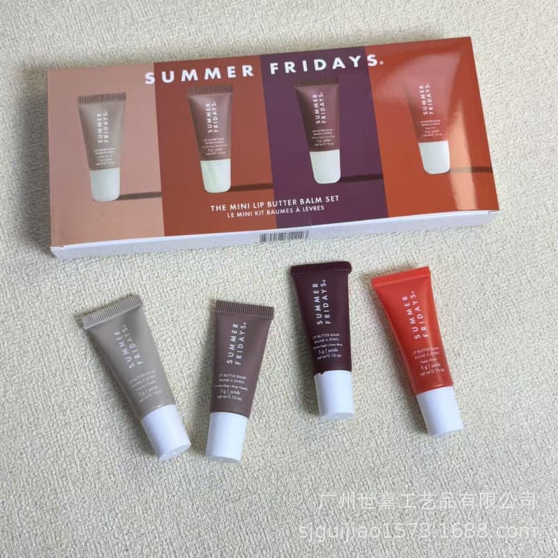 Cross-border lipstick summer fridays lip balm glossy moisturizing lip glaze girls set mini 5g*4 pieces