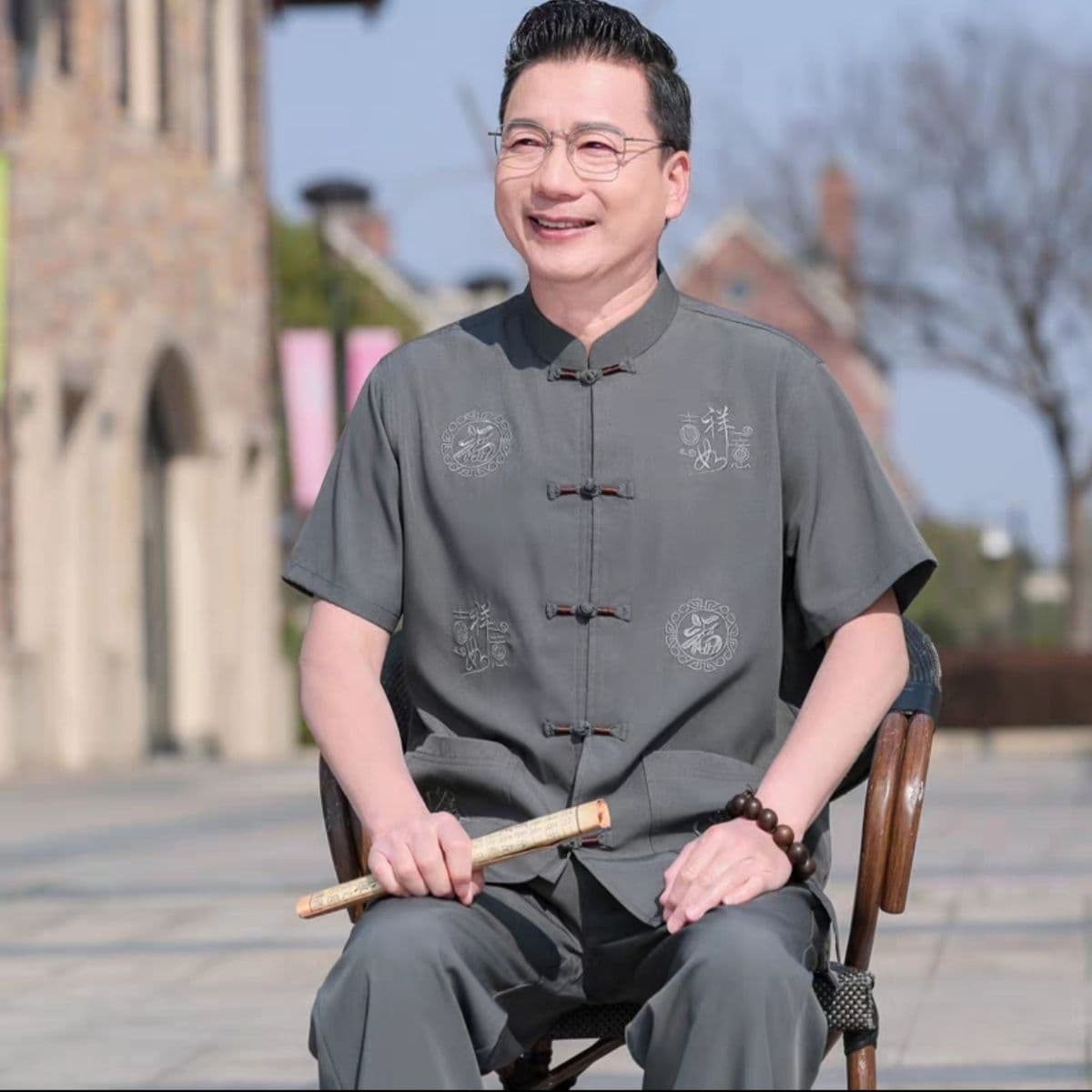 Tai Chi Suit Hanfu Summer Embroidery Tang Suit Middle-Aged and Elderly Men's Clothing Travel Home Daily High-Quality Gift Retro Style