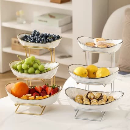 Light luxury and high-end multi-layered fruit basket for living room household double-layered three-layered fruit tray snack snacks dried fruit tray wholesale