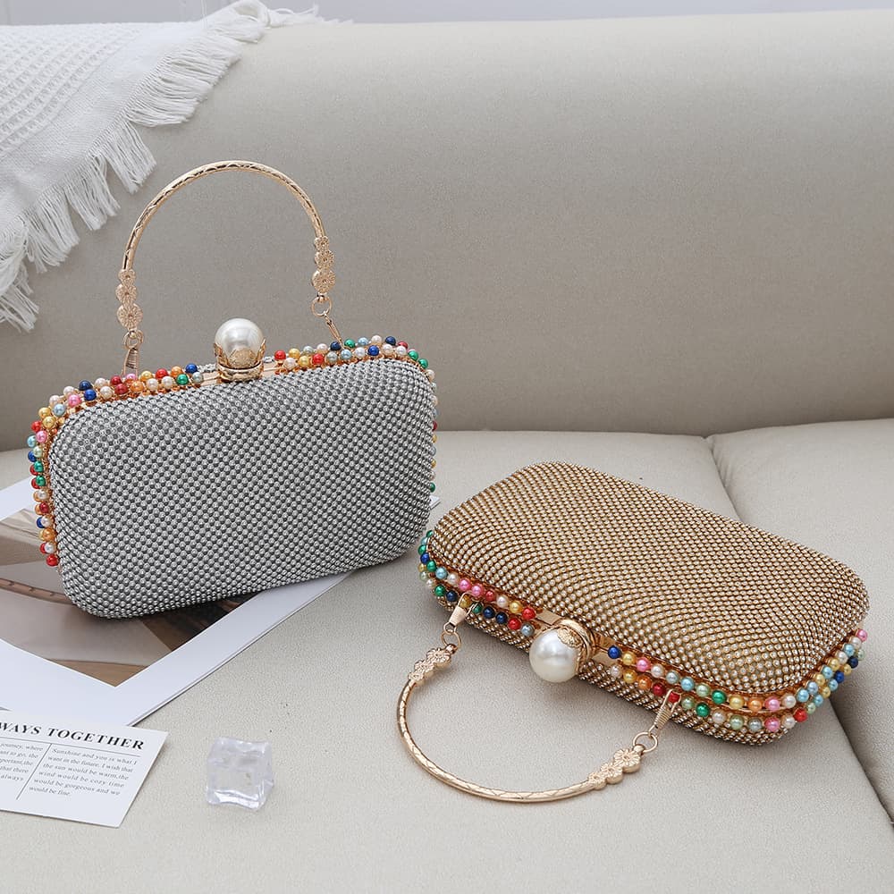 Party Fashion Chain Handbag, Banquet Evening Bag, Wedding Rhinestone Clutch, Daily Outfit Underarm Bag