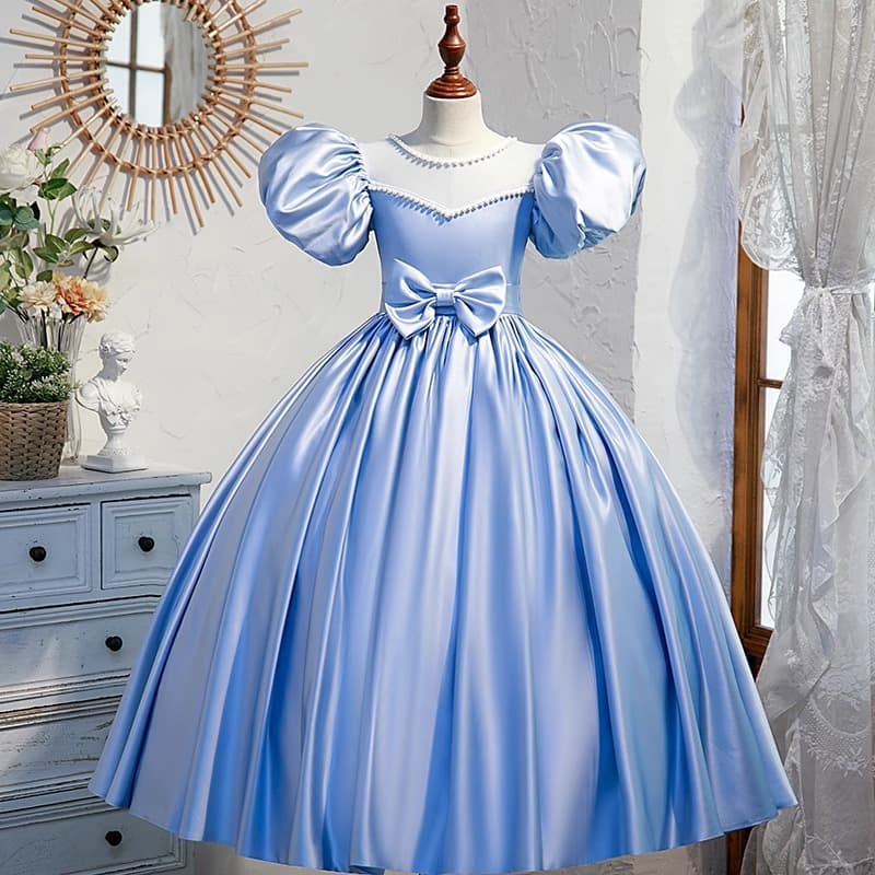 Girls High-End Princess Dress Flower Girl Wedding Gown Children Birthday Host Piano Performance Costume