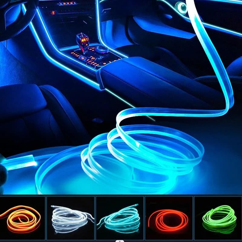 Factory Direct EL Cold Light Wire Car Ambient Light Interior Glow Wire Strip USB Plug Plug-and-Play Bulk Discount