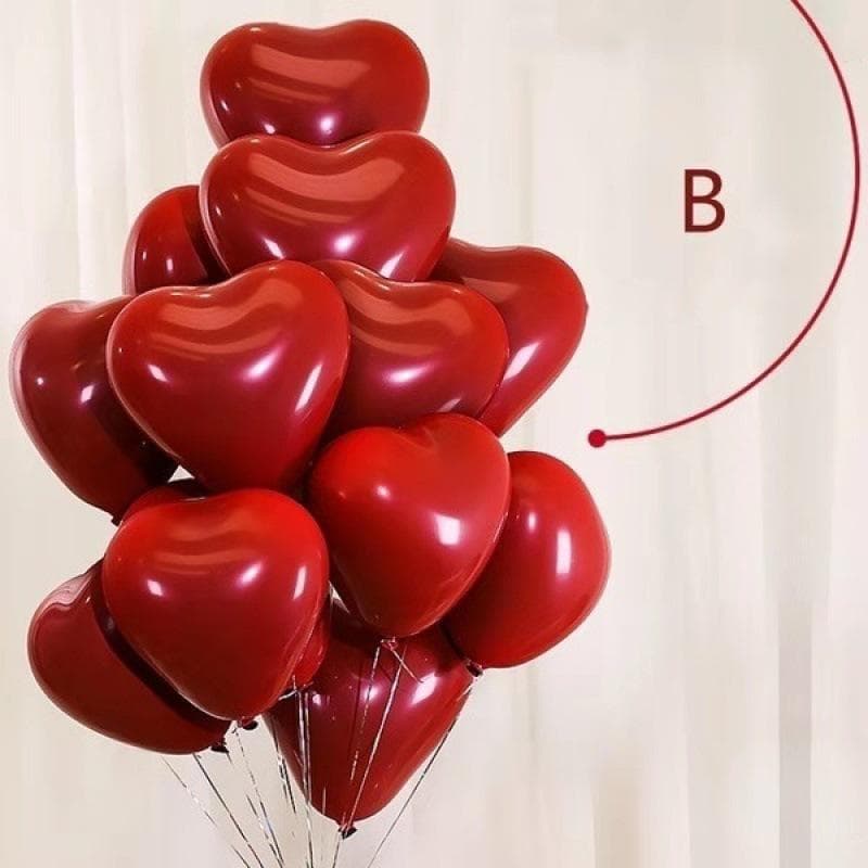Heart-shaped balloon pomegranate red balloon decoration wedding arrangement 2.2g 10-inch double-layer thickened wedding room balloon engagement