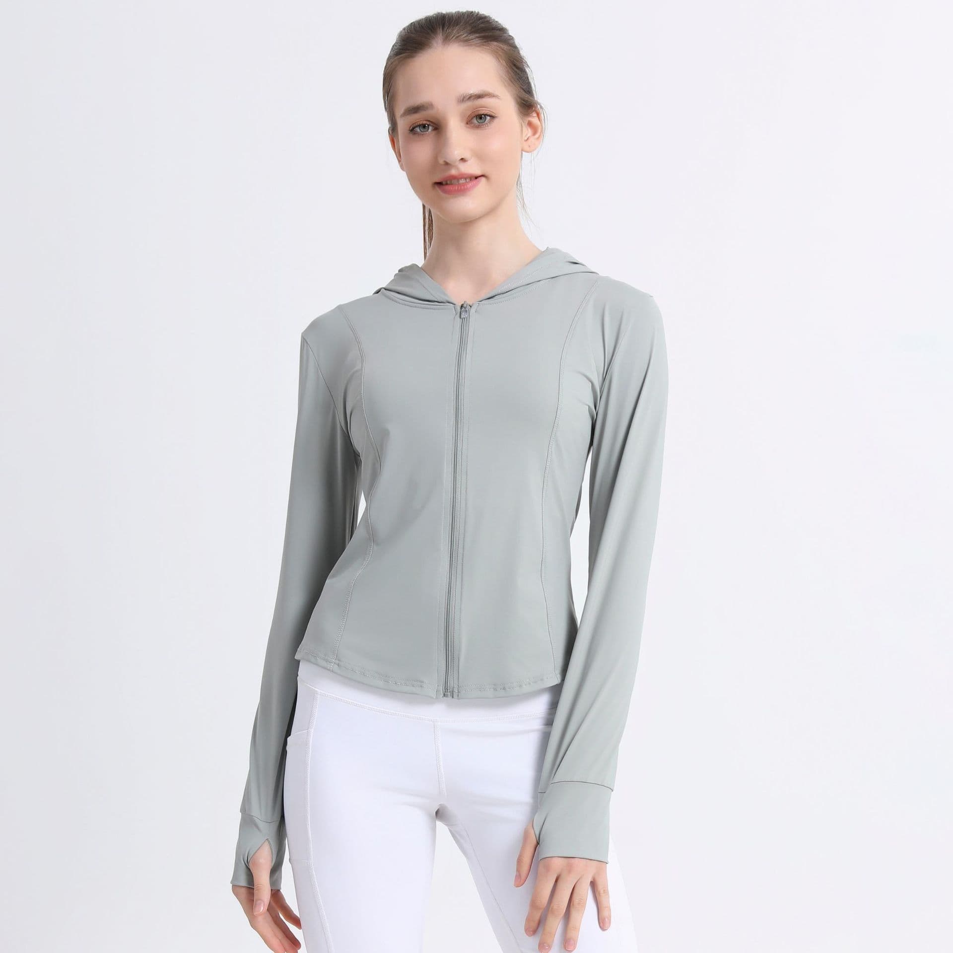 Nylon Yarn Ice Silk Cool Yoga Jacket Slim Fit Sun Protection Women's Summer Breathable UV Protective Coat Drop Shipping