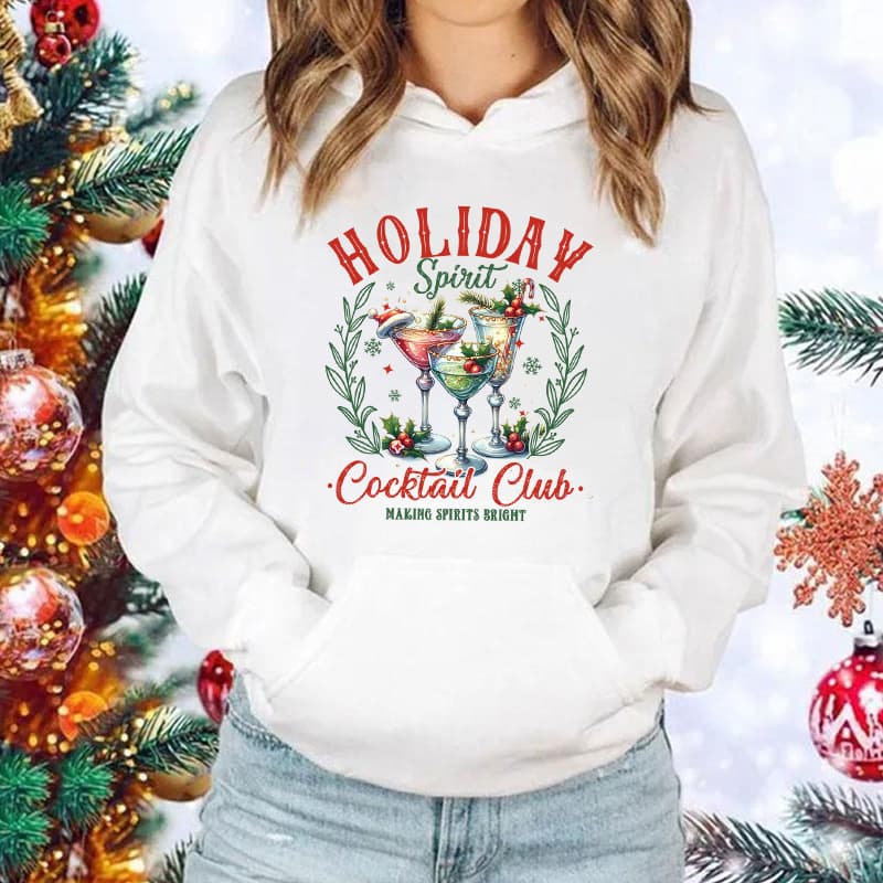 Women/Men Hoodies Christmas Holiday Spirit Cocktail Club Ma