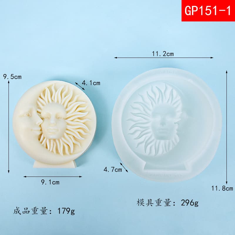 Cross-border Sun Moon Double-Sided Silicone Mold for Aromatherapy Candles, European and American Style Plaster Decorative Ornament in Stock