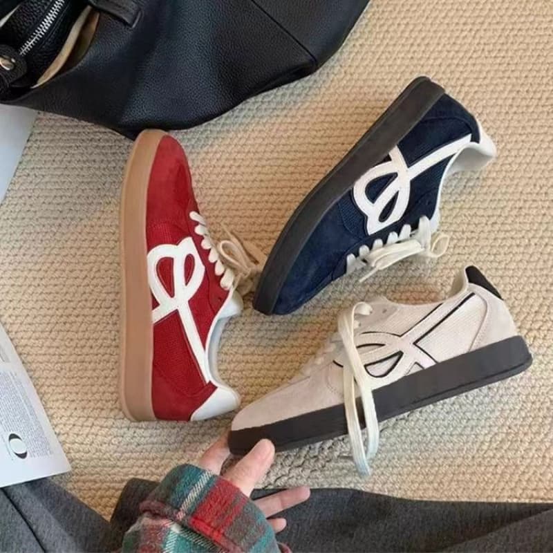 Retro Angola Red Hidden Wedge German Training Shoes Women's 2024 Autumn/Winter New Casual Sneakers Sports Thick Sole Cornetto Shoes
