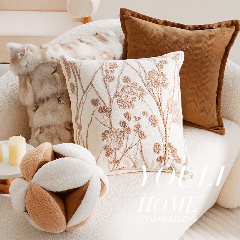 Luxury Vintage French Style Throw Pillow Cover, Luxury Brown New Chinese Style Pillow Cover, Boho Bedding Back Cushion Lumbar Pillow