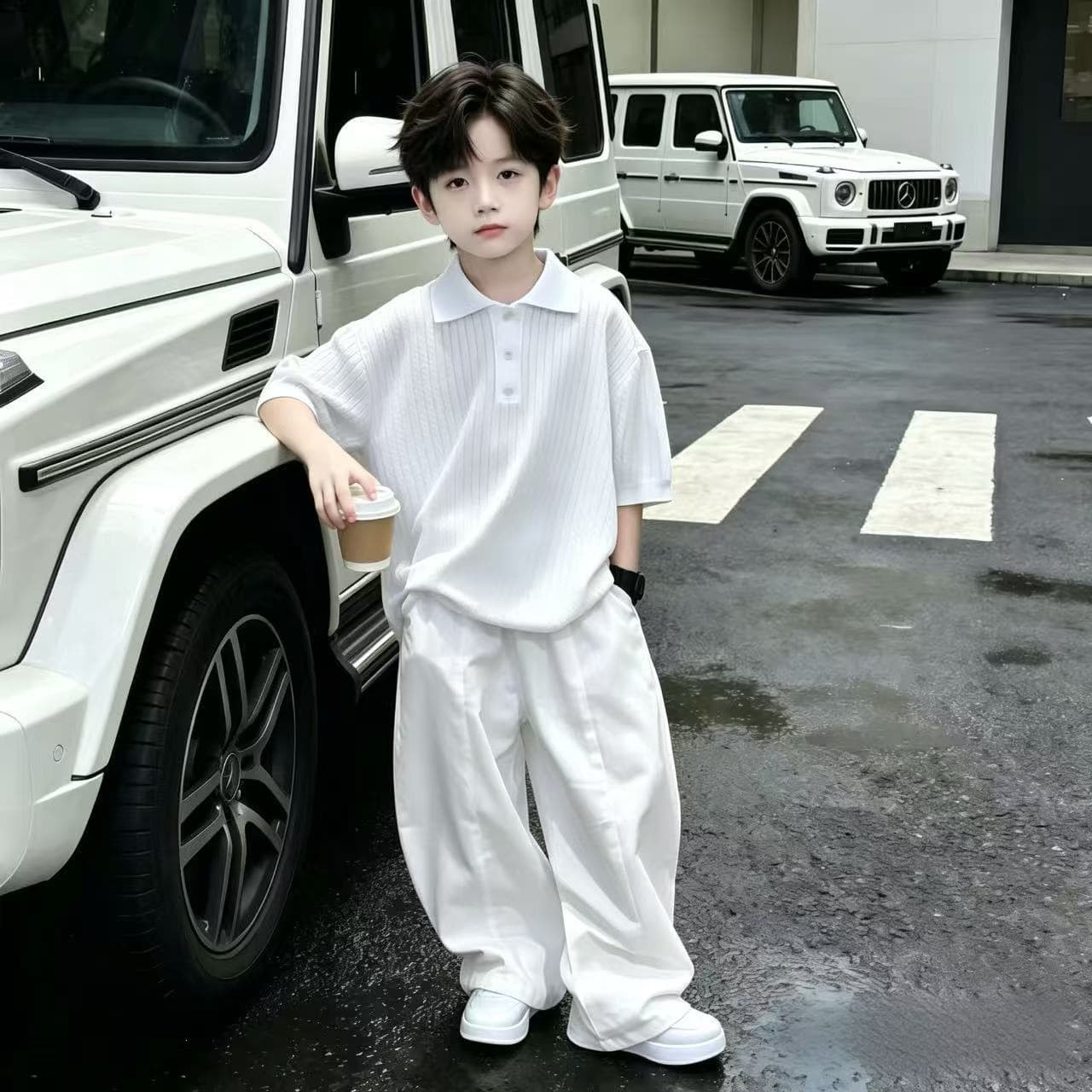 Kids Boys Summer Thin Set 2026 New Style, Big Kids Ice Silk Summer Outfit Handsome and Trendy