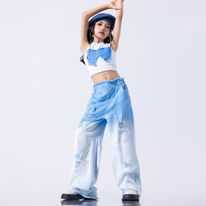 Jazz Dance Costume for Girls, Trendy and Cool Kids Fashion, Children's Runway Outfit, Youth Performance Wear, Sweet and Cool Set