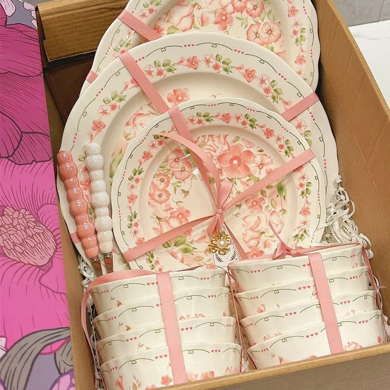 Chinese Bowl and Plate Set, Premium Ceramic Dinnerware for Home, High-End Design, Wedding 2026 New Style Gift Tableware
