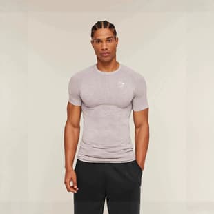 GYM Shark SHARK New Muscle Trend Sports Fitness Milk Silk Print Short Sleeve Tight T-Shirt Top