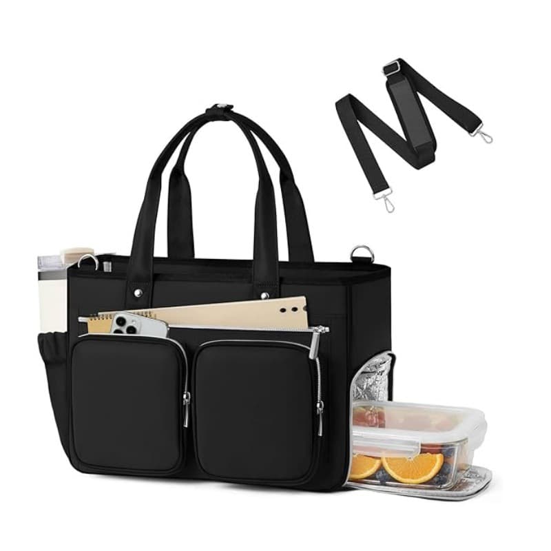 Women's Handbag for Office Commuters Light Luxury Tote Bag Work Bag with Insulated Food Compartment for Teachers and Nurses