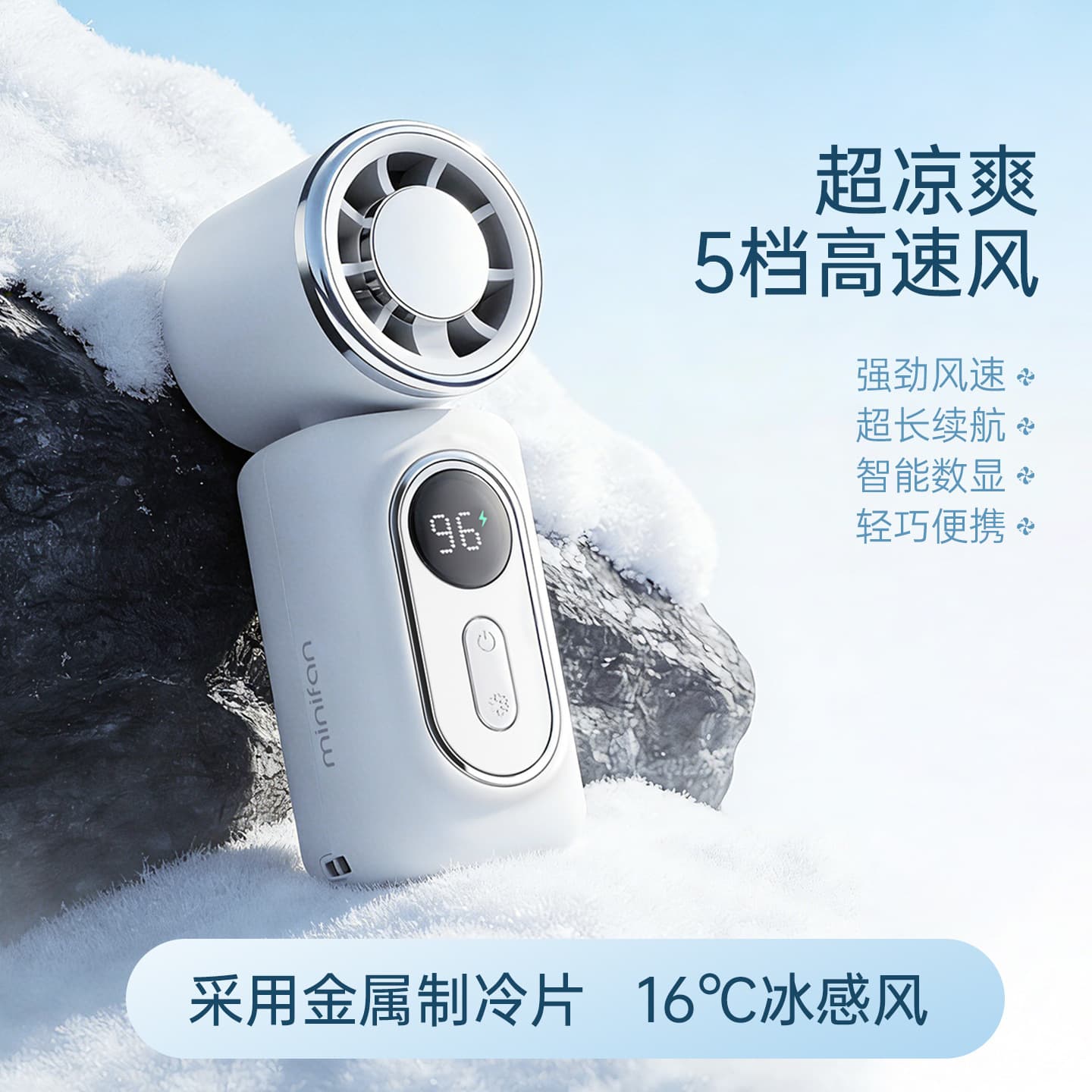 Fan with Clip, 180° Rotatable Head, Ice Cooling, Mini, Outdoor, Car, Kids, Backpack, Umbrella, Portable