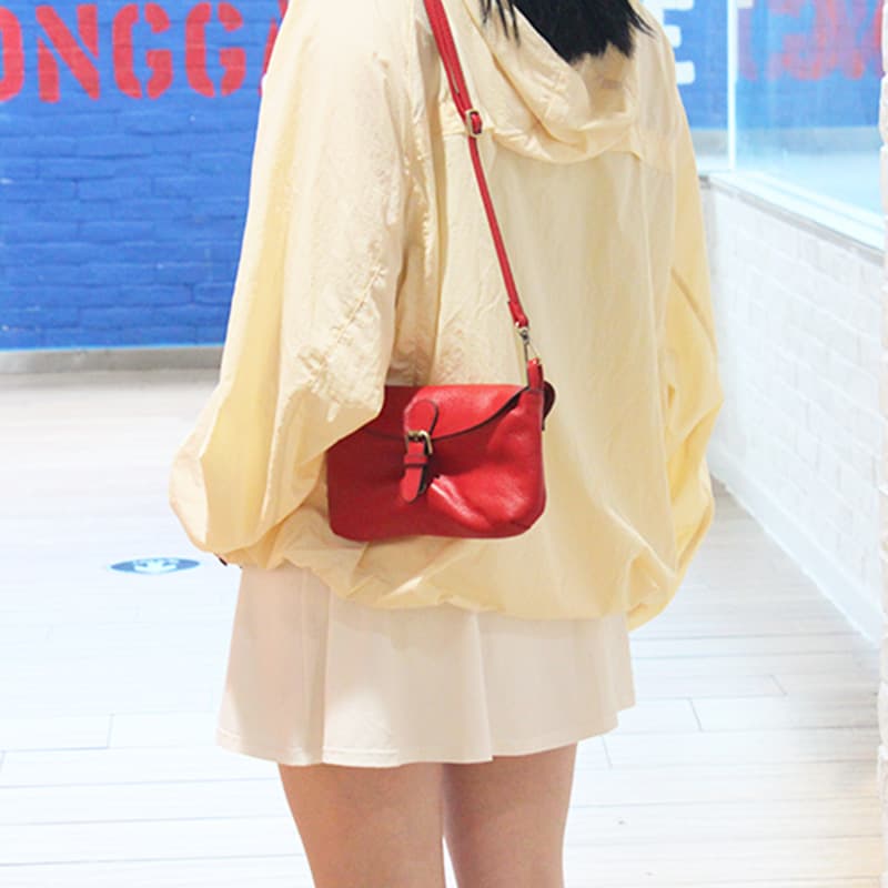 New Top Grain Leather Small Crossbody Bag Women Simple Phone Bag Shoulder Bag Korean Retro Artistic Small Exquisite Crossbody