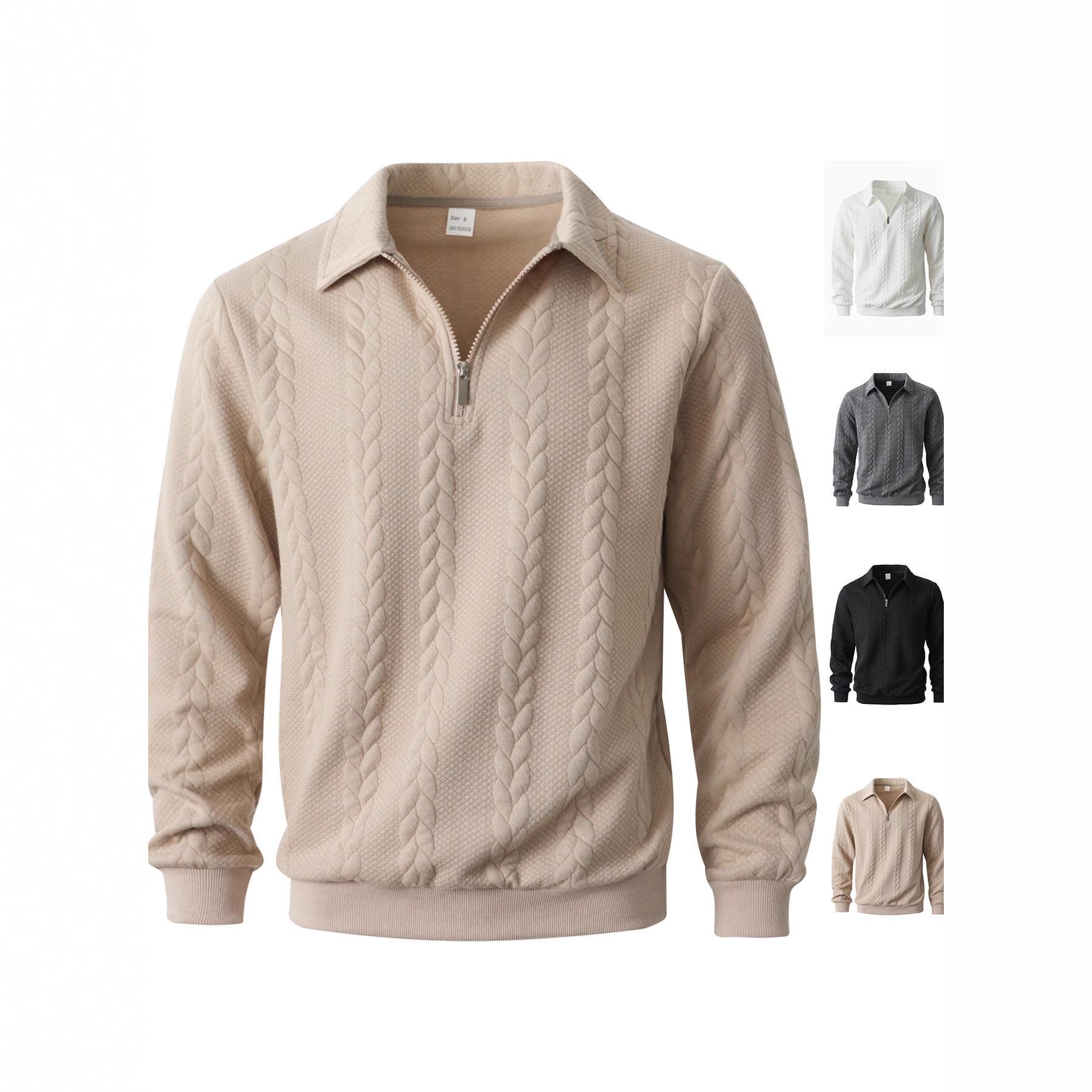 Cross-border trade new autumn/winter men's casual knit sweater with turn-down collar, half-zip pullover hoodie style
