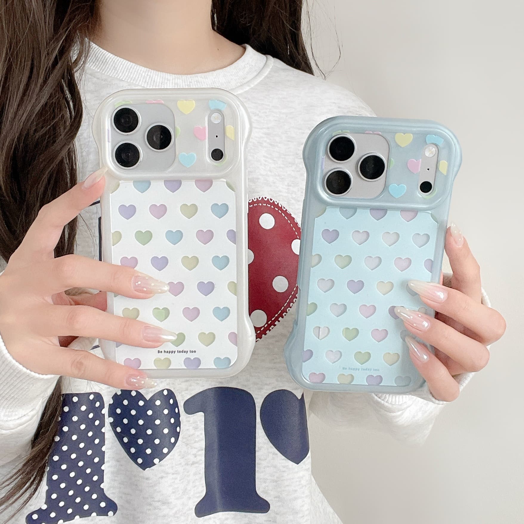 Hollow Colorful Heart Case for iPhone 17 Pro Max, Apple 16 Premium Anti-Drop 15 Protective Cover