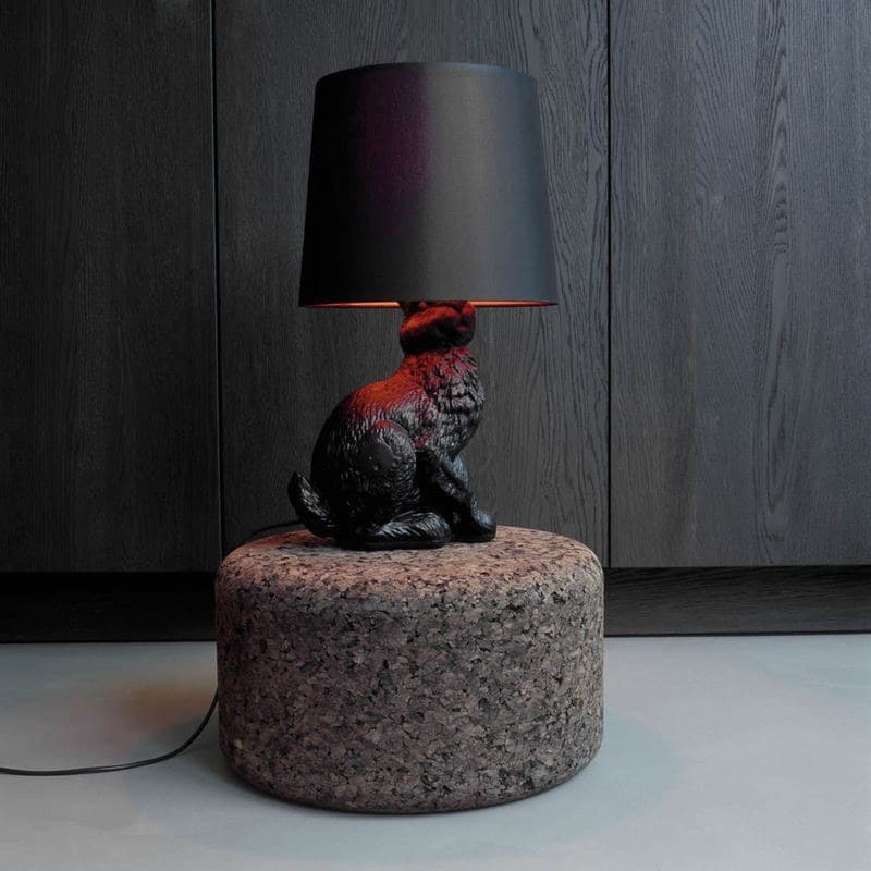 Table Lamp for Clothing Store Restaurant Black Postmodern Resin Animal Table Lamp Rabbit Fabric Bedroom Creative Living Room Nordic