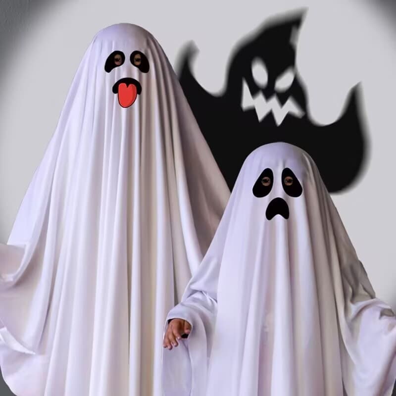 Cross-border Kids Halloween White Ghost Elf Parent-child Costume Party Cape Scary Cloak