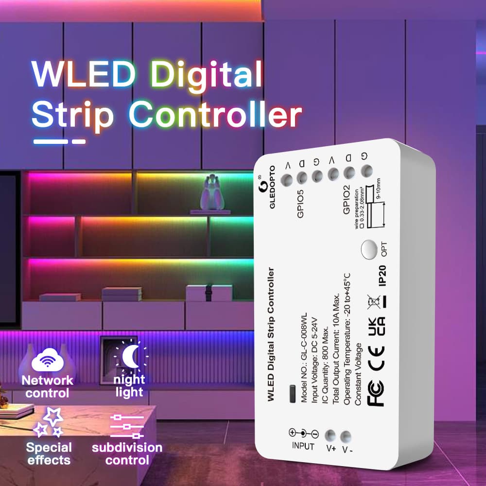 Digital LED Strip WiFi Low Voltage Ambilight WLED Controller Dream Color LED Strip Running Water Effect