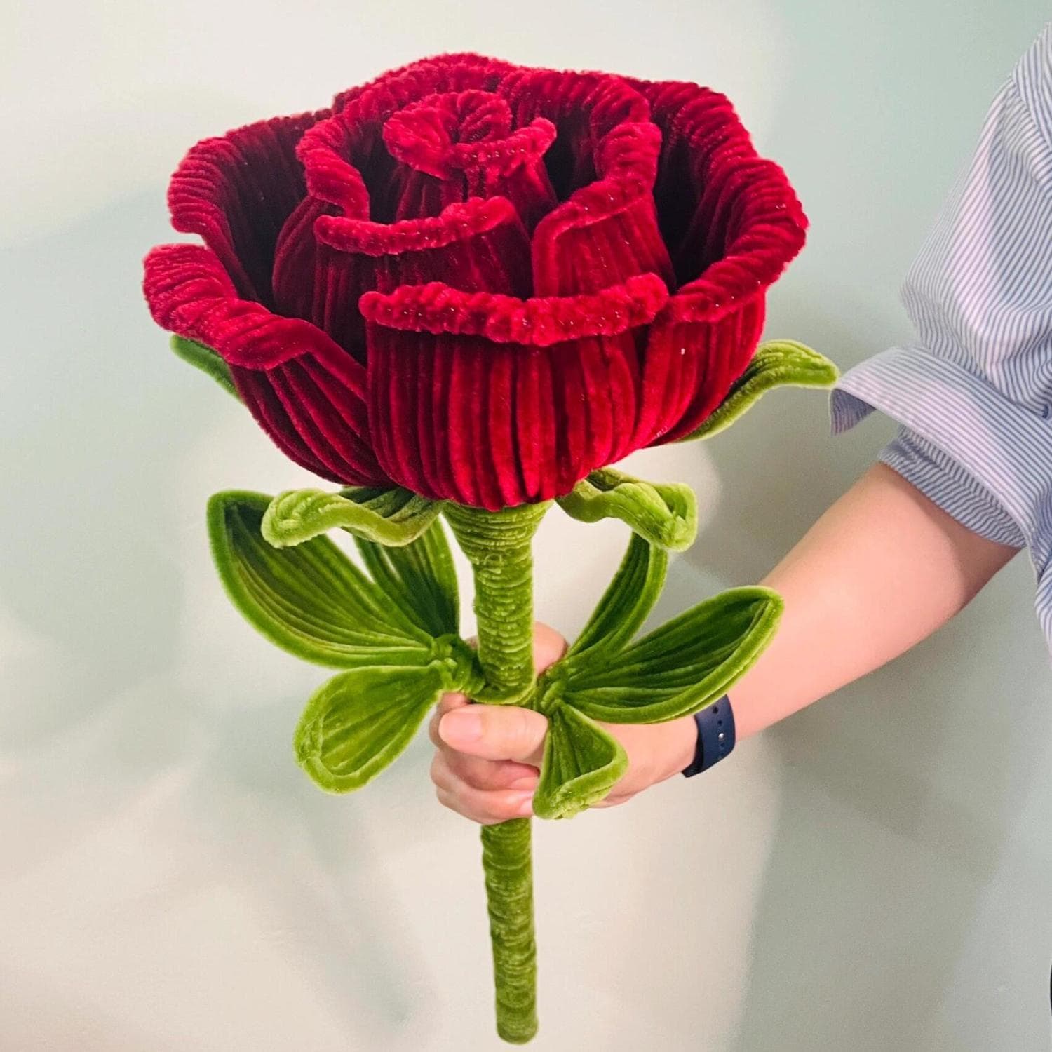 Large Chenille Stem Giant Rose DIY Flower Bouquet Material Kit for Valentine's Day, Girlfriend Birthday Gift