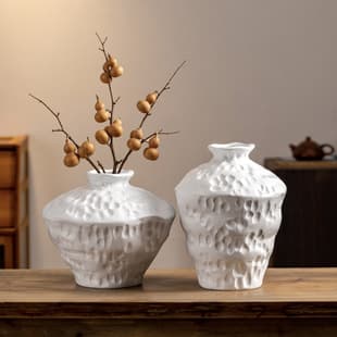 Vintage Zen Ceramic Vase Ornament Living Room TV Cabinet Entryway Wabi-Sabi Style Guesthouse Tea Room Decoration Suitable for Hydroponics