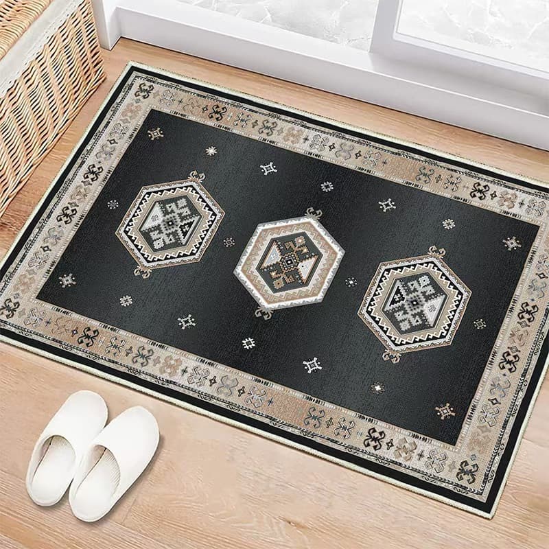 American Bohemian Style Velvet Doormat for Bathroom Entrance, Non-Slip, Stain-Resistant, Easy to Clean, Wholesale Carpet