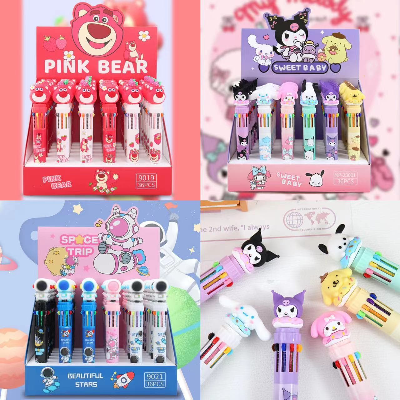 Korean Style Cartoon Cute Pet Collection Multi-Color Pen, Cute Girl Ten-Color Ballpoint Pen, Student Journal Pen, Colorful Pen