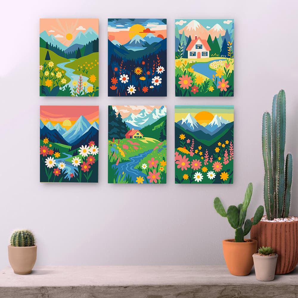 Xiaoxiao Painting Set 15X20 Collapsed Frame 6-piece Digital Oil Painting Hand-painted DIY Cross-border Hot Sale Hot Products Dropshipping