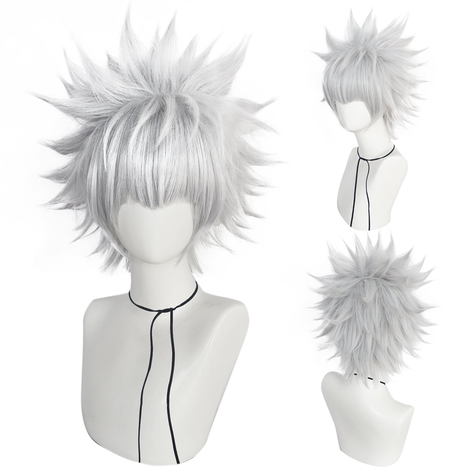 Hunter x Hunter Killua Zoldyck Silver-Gray Short Spiky Cosplay Wig