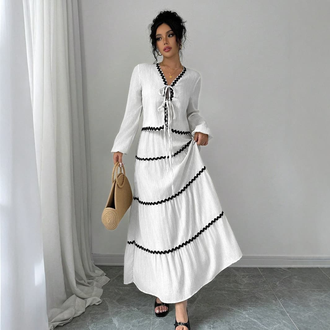 Elegant Long Sleeve Floor Length Dress Loose Fit Slimming Autumn 2025 Women's Fashion Dress from Mainland China
