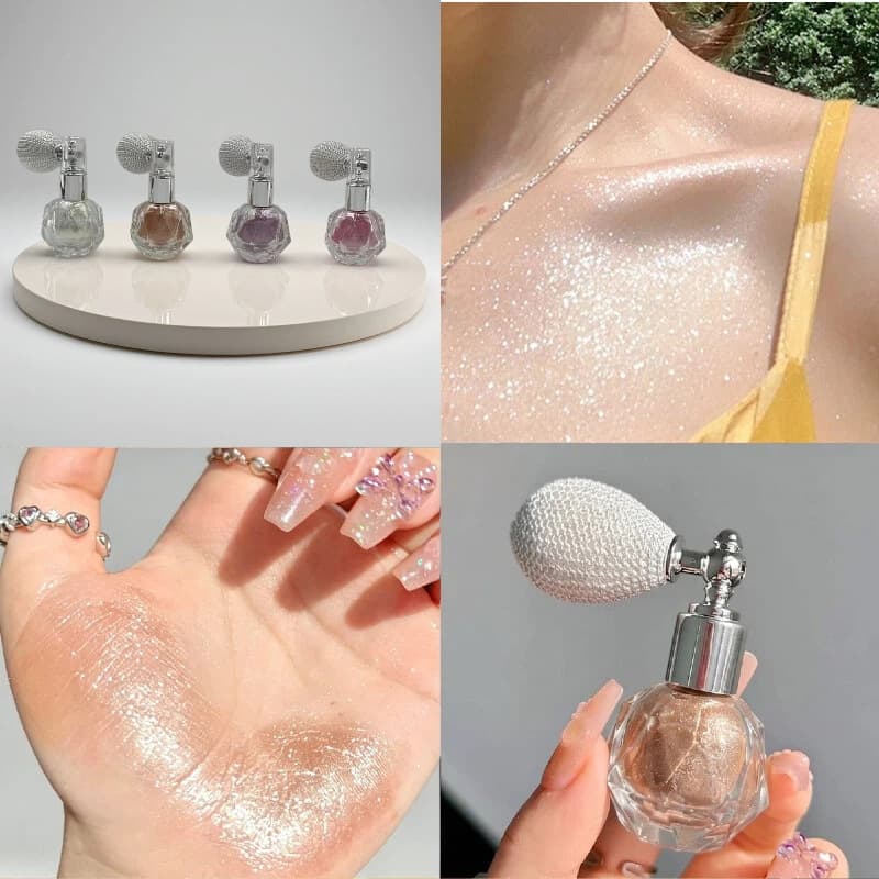 Cross-border special supply of popular fine glitter powder to brighten multi-color face and body glitter air bag spray powder bridal body glitter