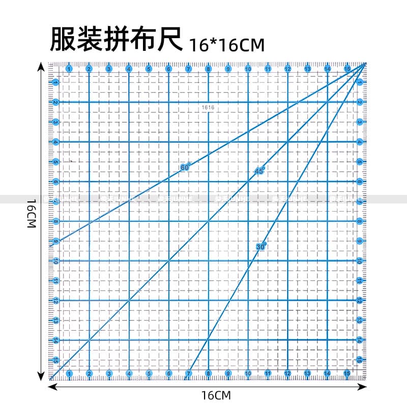 Patchwork ruler cutting ruler handmade DIY multi-functional clothing transparent plastic ruler 16*16CM patchwork scale