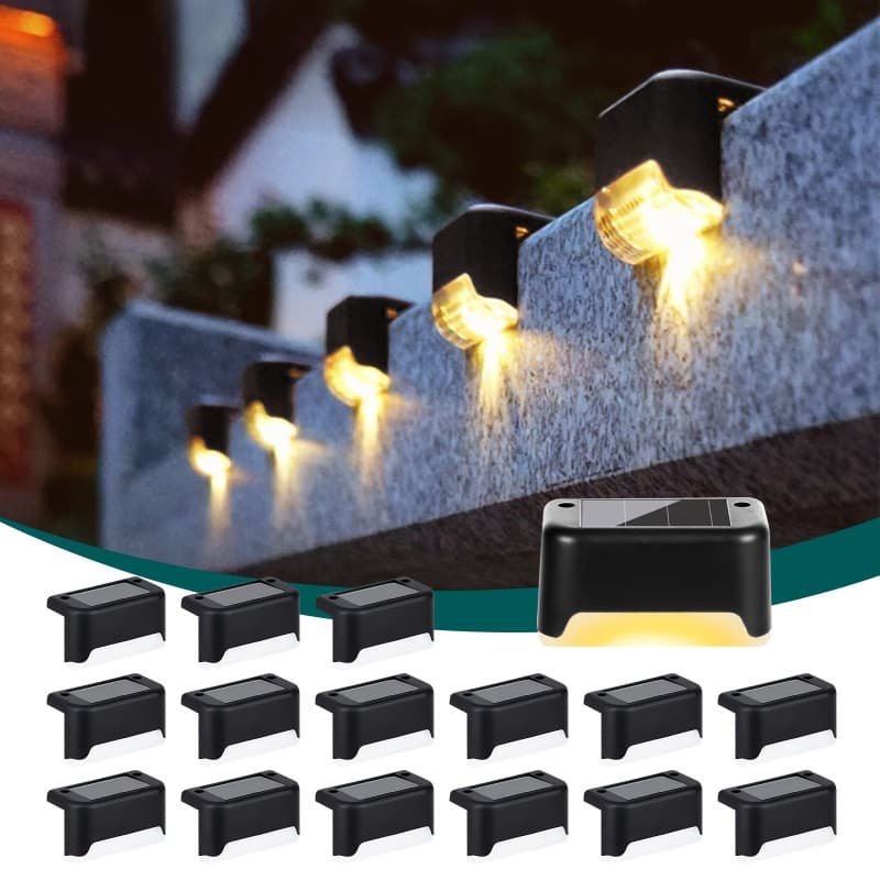2026 New Model Cross-border 16 Solar LED Deck Lights Auto On/Off 12-hour Lighting