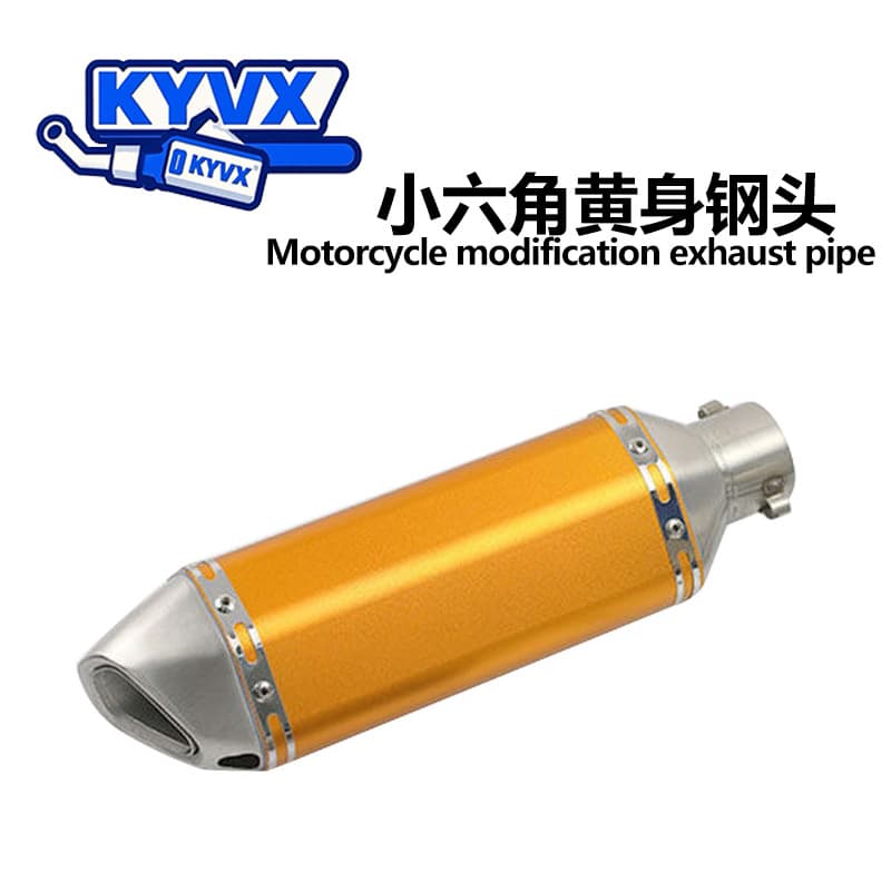 Motorcycle Modification Small Hexagon Gold Body Steel Tail Exhaust Pipe Sports Car Sound Scorpion Universal Exhaust Pipe for Large and Small Displacement