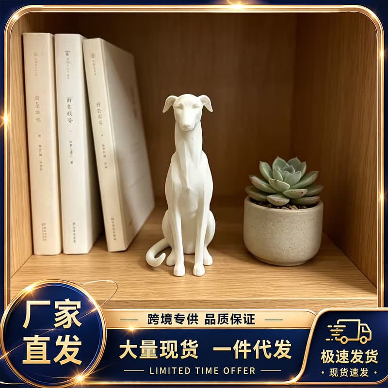 Cross-border new 3D printed whippet sitting model ornaments dog statue desktop decoration collection