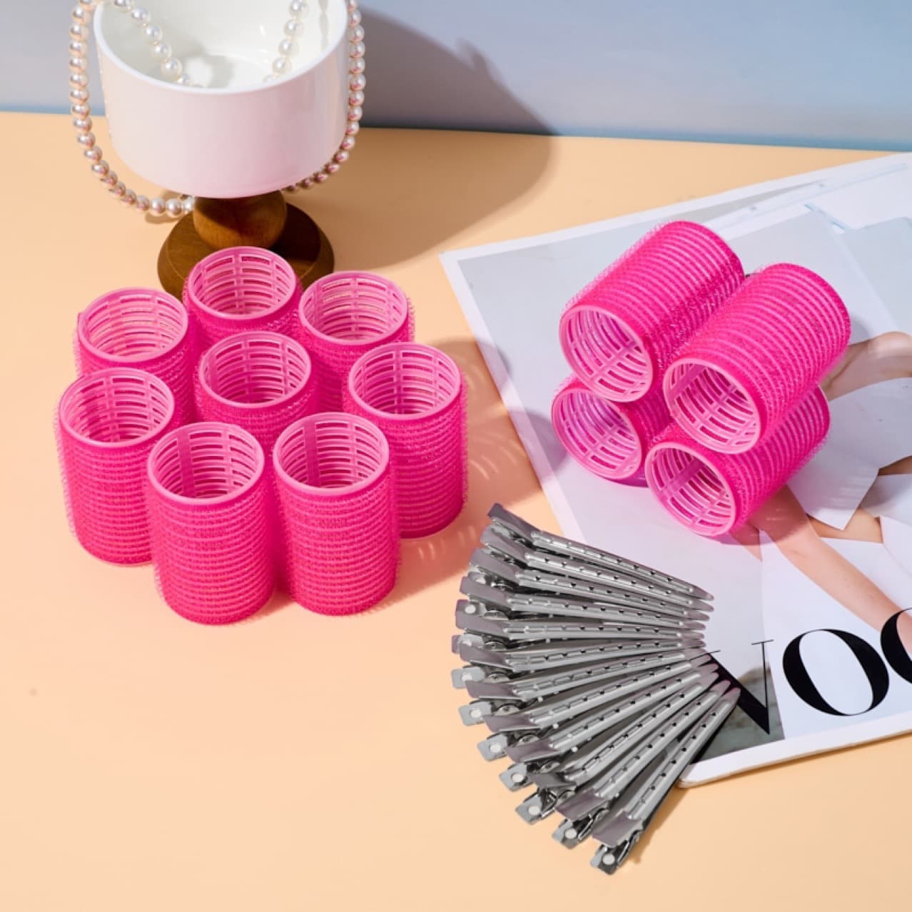 Hair Curlers No Heat Needed Large Curler Set with Self-Adhesive Rollers for Bangs
