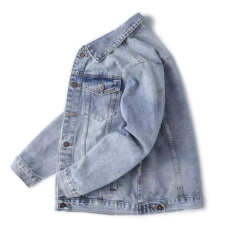 Spring/Autumn Versatile Denim Jacket for Men, Ins Style Loose Fit Large Size Workwear Jacket, Trendy Factory Wholesale