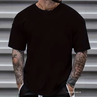 New Cross-Border Plus Size Men's Custom Print T-Shirt, Suitable for 220g Heavyweight Fabric
