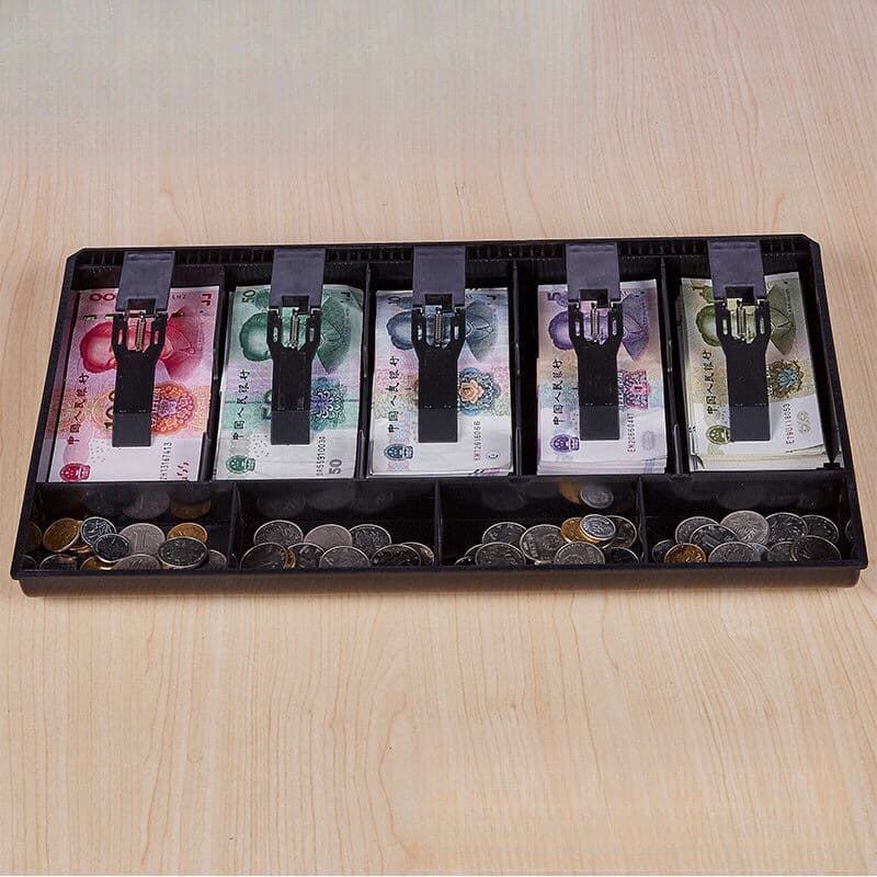 Four-compartment supermarket cash register box, five-compartment drawer commercial cash register, money box, cash box for street vending and home use.