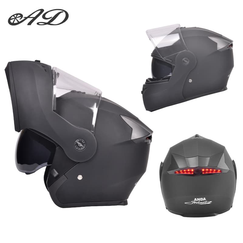 AD electric motorcycle helmet, unisex, all seasons, 3C certified, flip-up helmet, LED taillight, full-face helmet.